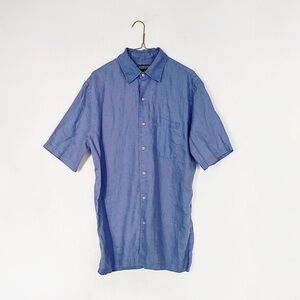 linen button down - blue periwinkle shirt - vintage prep